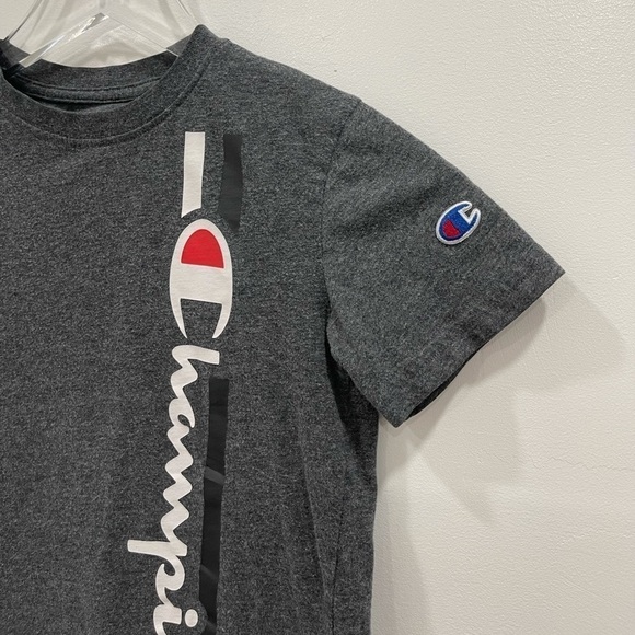 Champion Vertical Logo Short Sleeve Tee Grey Kid S - Picture 2 of 5